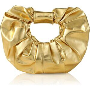 Women's Gold Polyurethane Buckle Elegant Stylish Designer Party Wedding Clutch